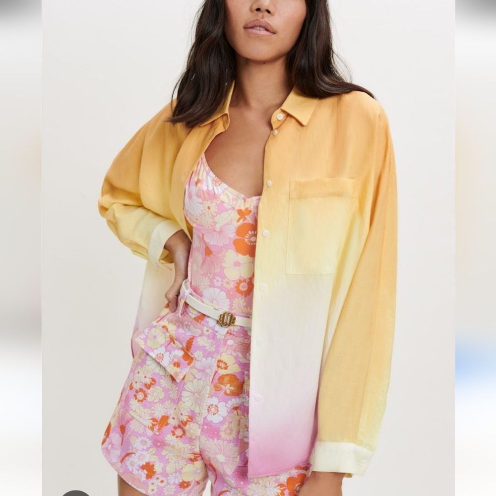 MAJE Ombre Yellow and Pink Women's Top Sz 2
